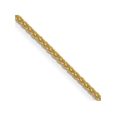 Curata Women's 14k Yellow Gold 1mm Solid Sparkle-Cut Spiga Chain Anklet - 10 Inch