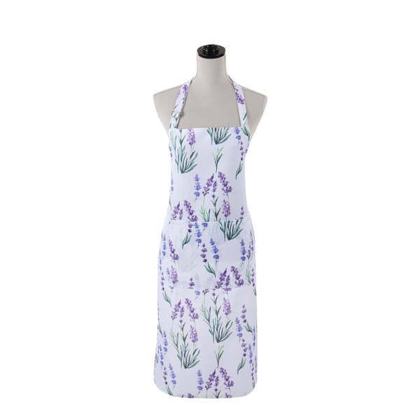 slide 2 of 3, Lavender Floral Kitchen Apron - Adjustable Cooking Apron with Front Pocket for Baking and Gardening - 24"x36" Lavender - 24"x36"