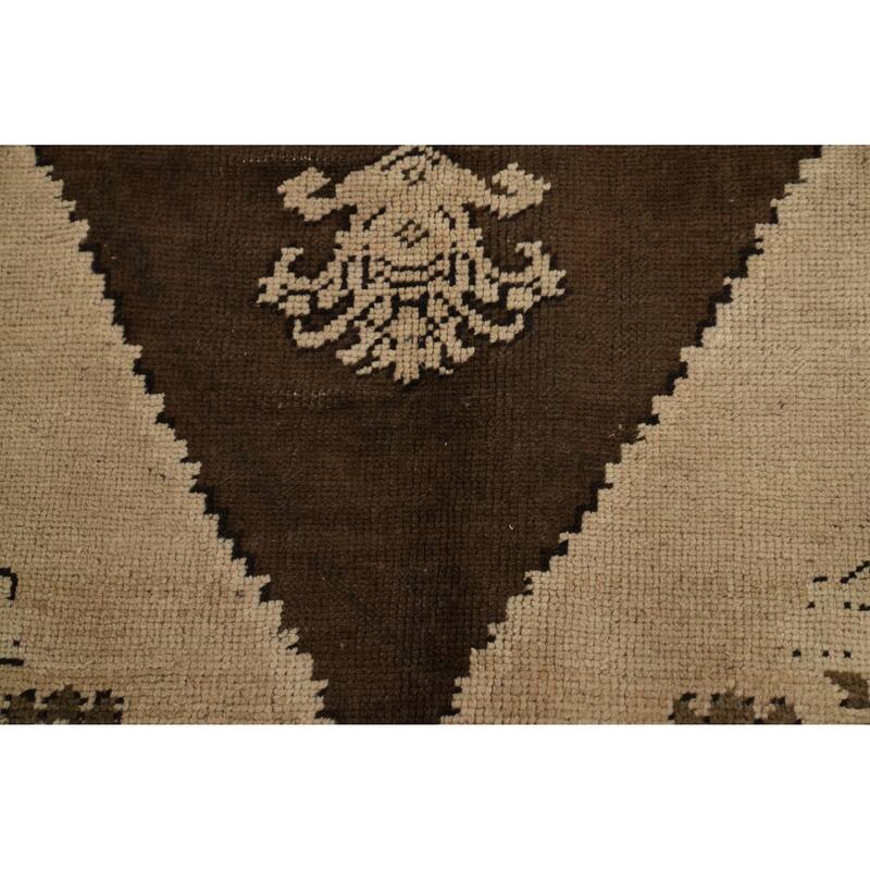 Hand Knotted Oriental 100% Wool Carpet Transitional Medallion Brown Oushak Area Rug - 10' 1'' X 6' 3''