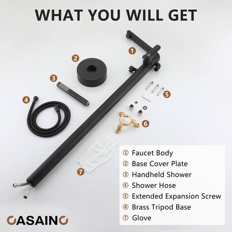 CASAINC Single-Handle Freestanding Floor-Mount Roman Tub Faucet with Handheld Shower
