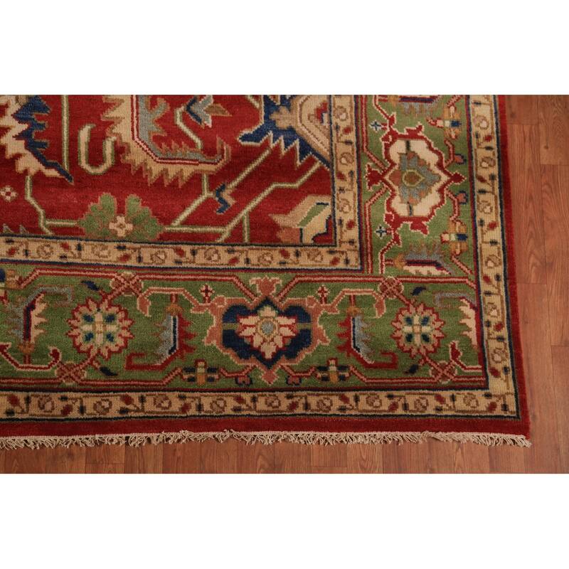 All-Over Large Oushak Indian Rug Handmade Wool Carpet - 8'11"x 18'0"