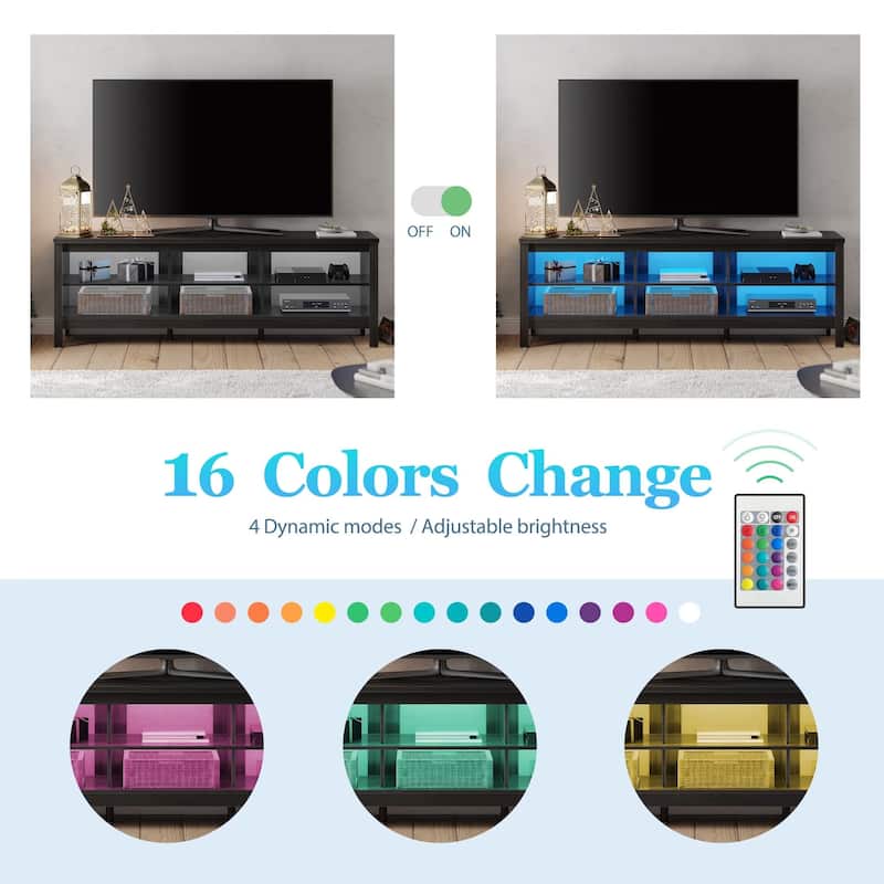 TV Stand for 75 Inch TV, Wood Entertainment Center with Storage, 70"