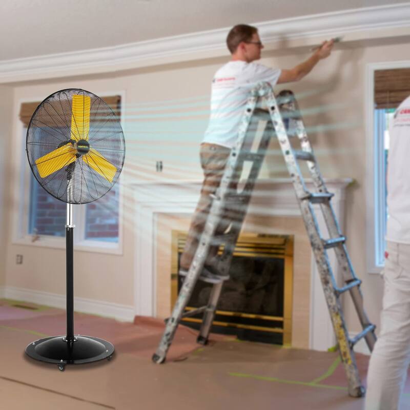 24Inch High Velocity Oscillating Pedestal Fan, 7,800CFM Heavyduty