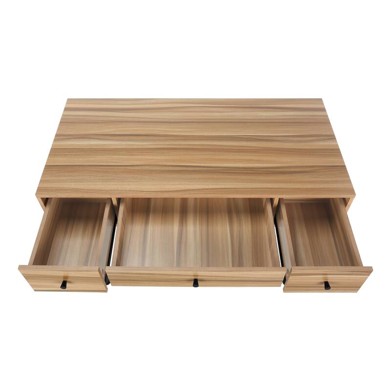 Modern 48" Computer Desk with 2 Side Storage Drawers and Metal Legs