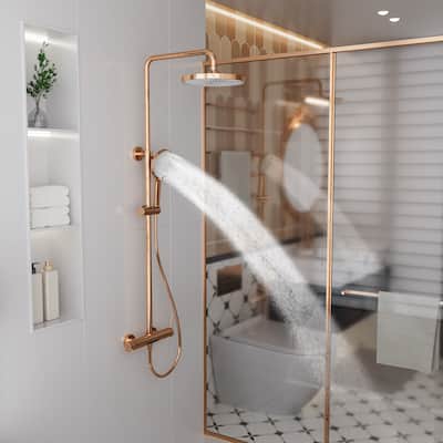 Modland Wall Mount 3-Function Shower System with 10" Rainfall, 1.59GPM, Matte Black/Rose Gold/Chrome