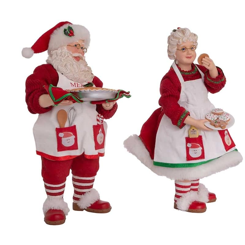 Kurt Adler 10.5-Inch Fabriche Mr. and Mrs. Santa, 2-Piece Set
