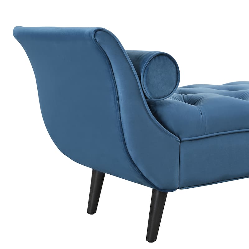 Christopher Knight Home - Quillon Velvet Tufted End of Bed Bench with Solid Wood Legs and 2 Pillows