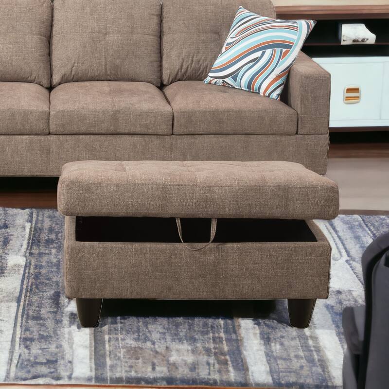 KISRAIS 34" Wide Upholstered Storage Ottoman