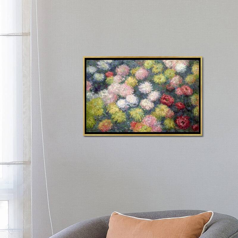 iCanvas "Chrysanthemums, 1897 " by Claude Monet Framed Canvas Print