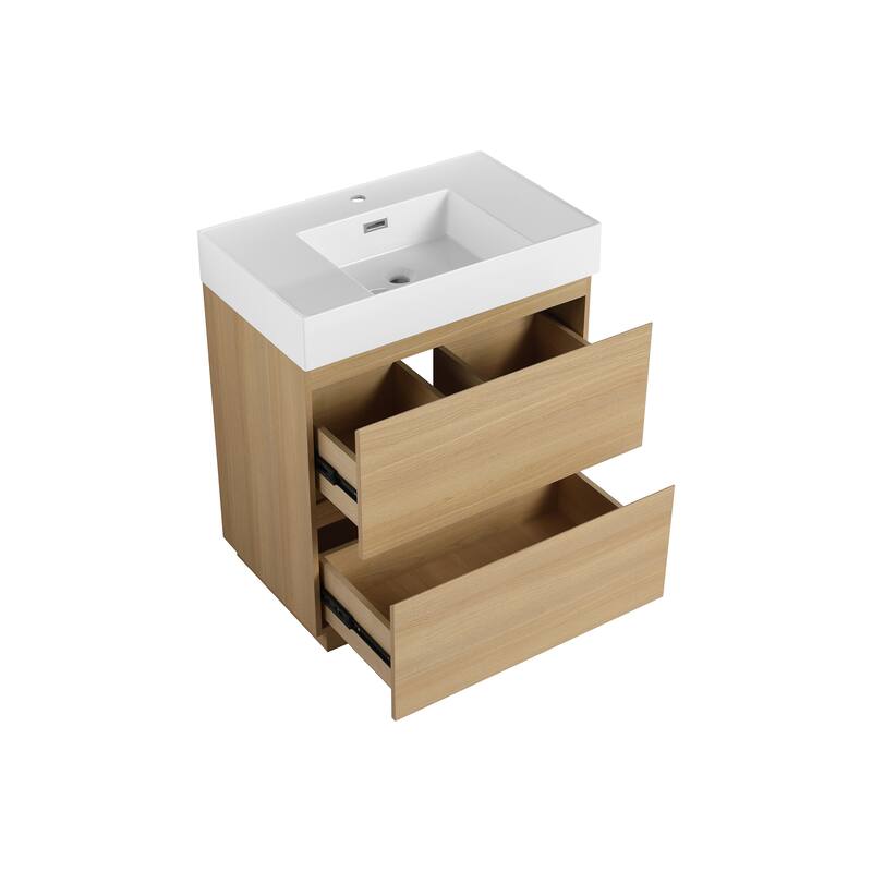 30 in. W x 18 in. D x 35 in. H Single Sink Freestanding Bath Vanity with White Resin Top