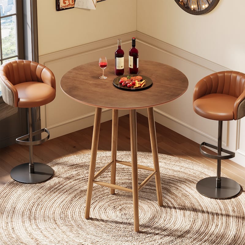 Solid Wood Round Bar Table with Sturdy Frame
