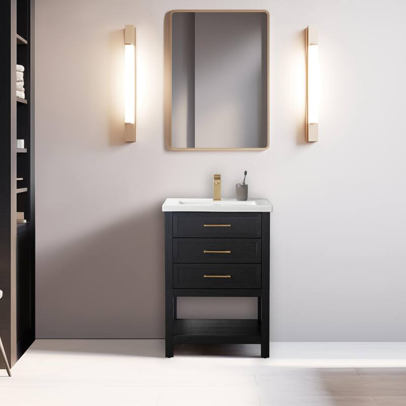 Sudio Design Oliver 24" Single Bathroom Vanity - 24" Single Sink - Black Oak