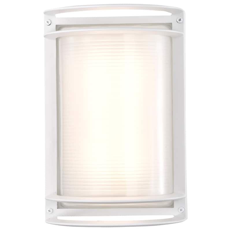 LED Rectangular Bulk Head Fixture White Finish with White Glass