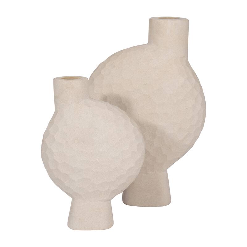 Sagebrook Home Stone Natual Round Hammered Vase