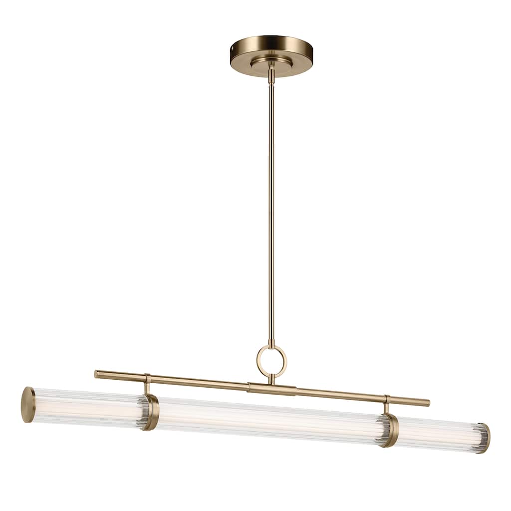 Riven 48.25 Inch LED 1 Light Linear Chandelier with Clear Fluted Glass in Champagne Bronze