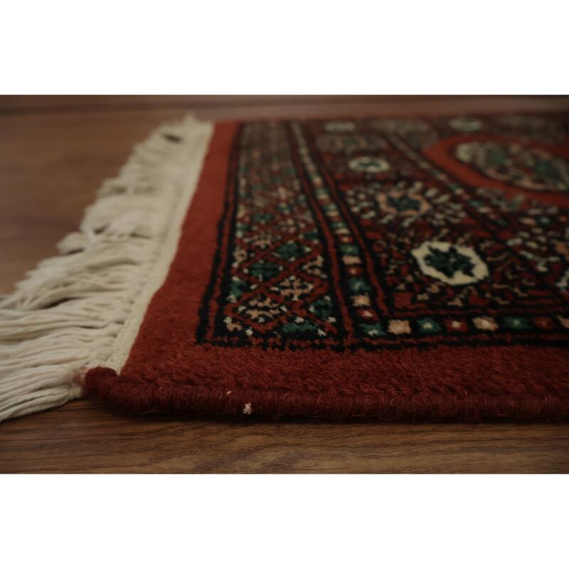 Hand Knotted Oriental 100% Wool Carpet Traditional Geometric Red Balouch Area Rug - 2' 10'' X 1' 11''