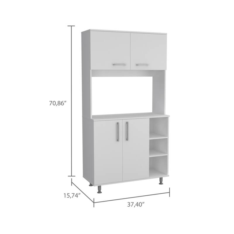 White and Onyx 2-Piece Kitchen Set, Kitchen Island and Pantry Cabinet