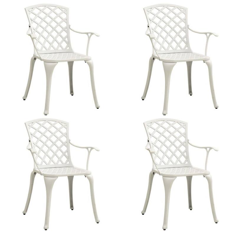 Kasa Outdoor 5pc Bistro Breakfast Set, 4 Chairs, 1 Table, White Metal