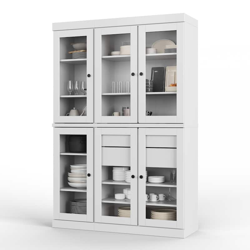 Palace Imports 100% Solid Wood 48.5" Pantry China Cabinet with Clear Glass Doors, 2-Drawers and Adjustable Shelves