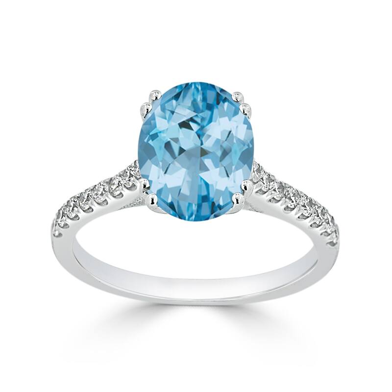 Auriya 2 3/4ct Fancy Oval Sky Blue Topaz and Diamond Engagement Ring 1/4ctw 14k Gold