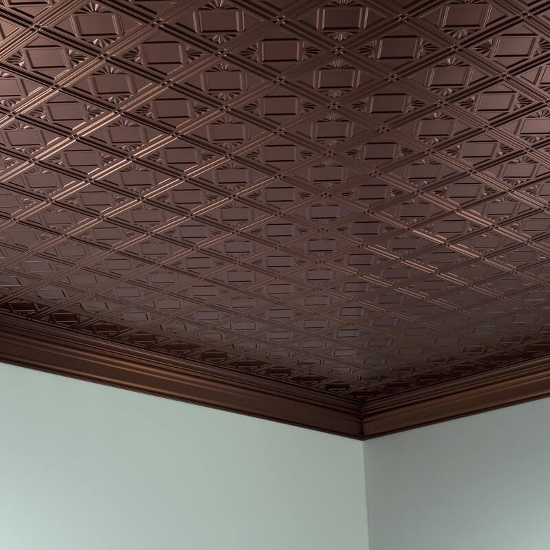 FASÄDE Traditional Style 4 Decorative Vinyl 2ft x 4ft Glue Up Ceiling Panel in Oil Rubbed Bronze (5 Pack)