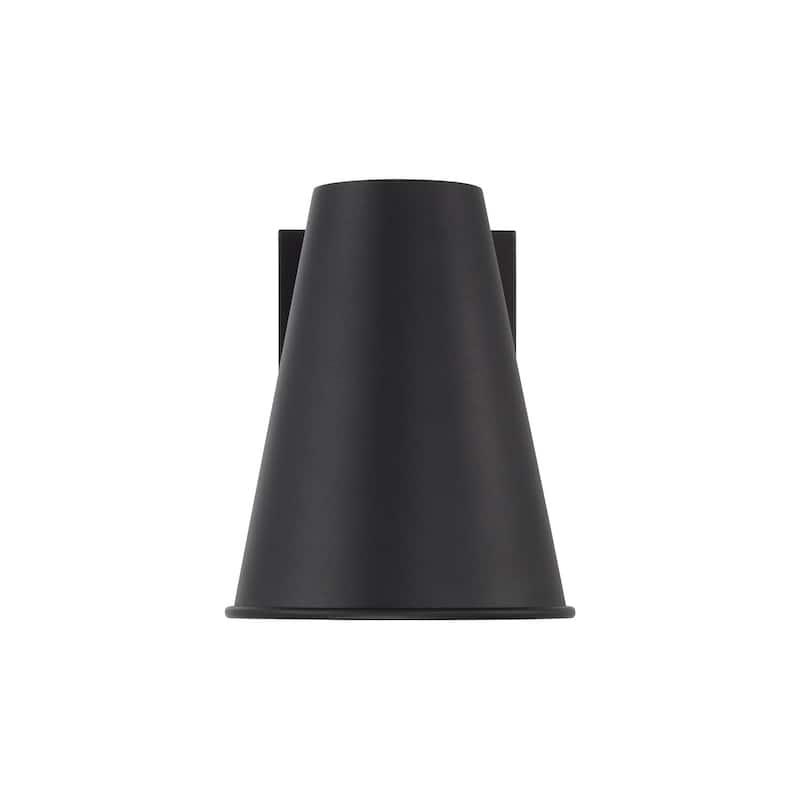1-Light Outdoor Night Sky Friendly Cone Wall Lantern in Black with Painted White Interior