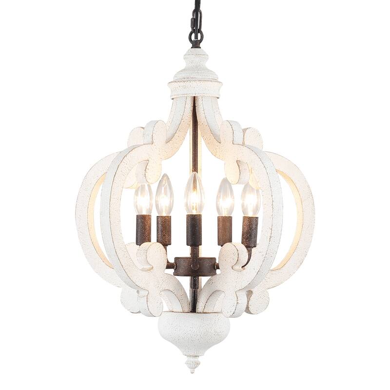 5-Light W17.71" x H78.74" Rustic Lantern Chandeliers for Dining Room