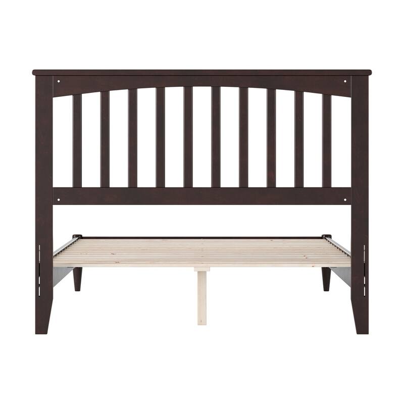 Full Solid Wood Platform Bed - Low Profile Bed Frame, Espresso Finish, Modern Design