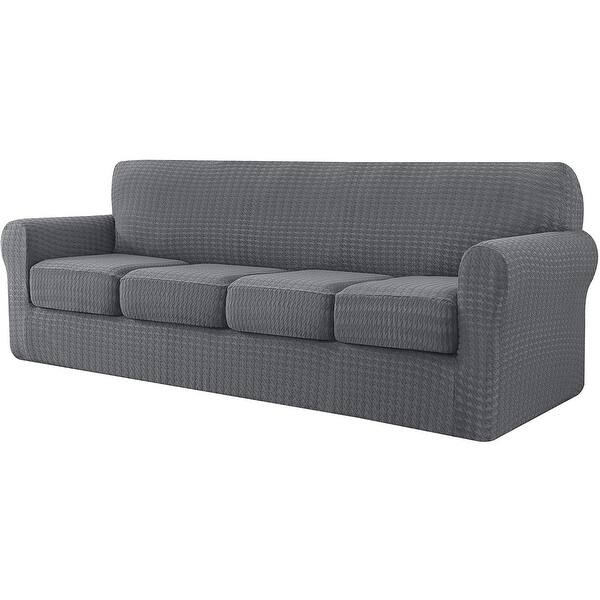 CHUN YI Houndstooth Fabric XL-Sofa Slipcover with 4 Cushion Covers