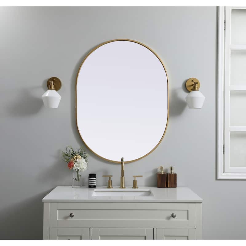 Indigo Home Metal Frame Oval Mirror 30x40 Inch
