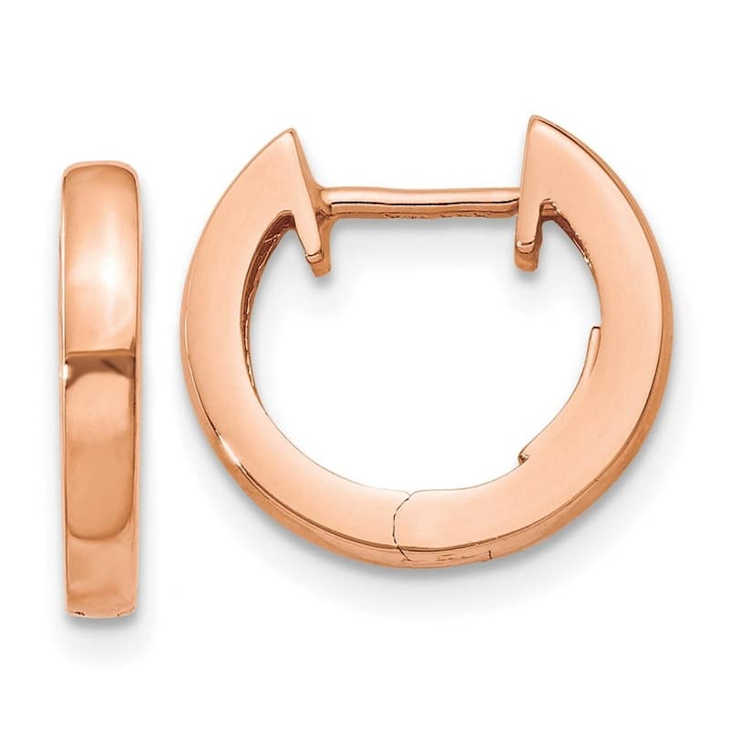 Curata 10k Rose Gold 13x1.7mm Hinged Hoop Earrings