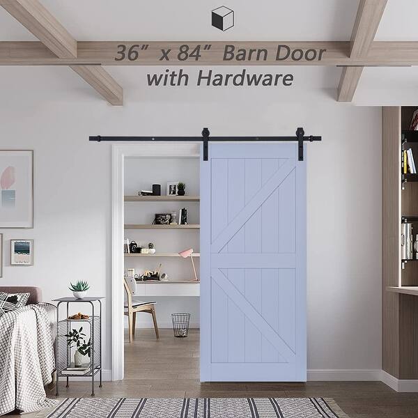 Clihome Paneled Manufactured Wood Anjou Barn Door with Installation