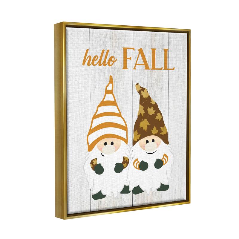 Stupell Hello Fall Whimsical Gnomes Framed Floater Canvas Wall Art, Design by CAD Designs