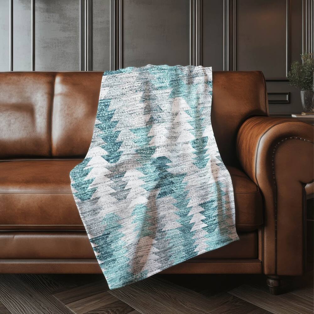 Premium Machine Washable Boho Modern Sherpa Throw Blanket