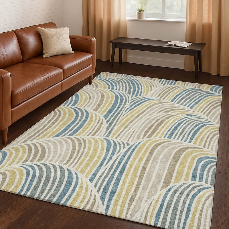 Machine Washable Indoor/ Outdoor Modern Parsons Chantille Rug