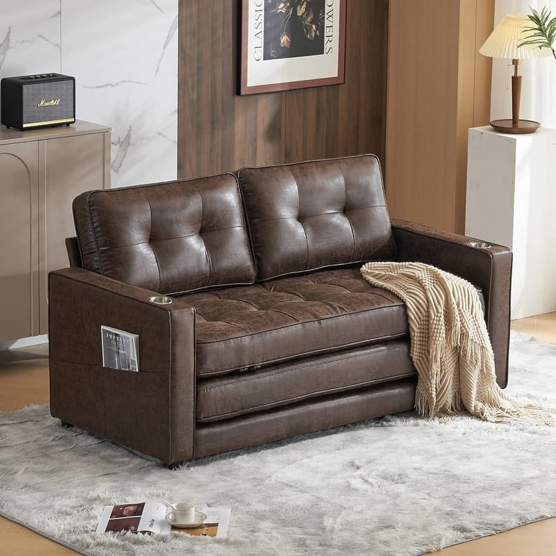 VINGLI Loveseat Sleeper - 64.2''W Rustic
