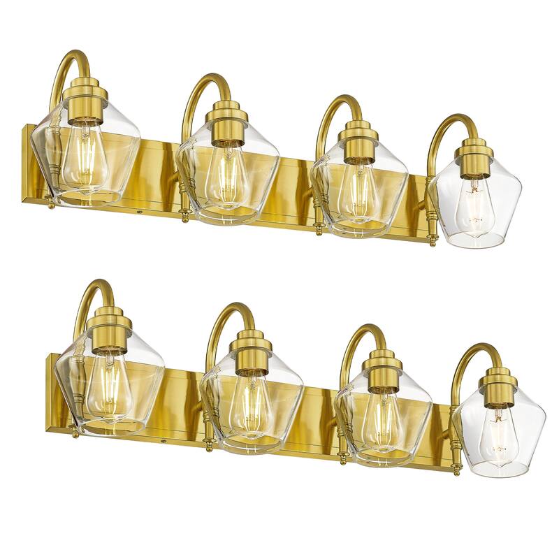 Modern 3/4-Light Bathroom Vanity Light in Black/Gold Finish