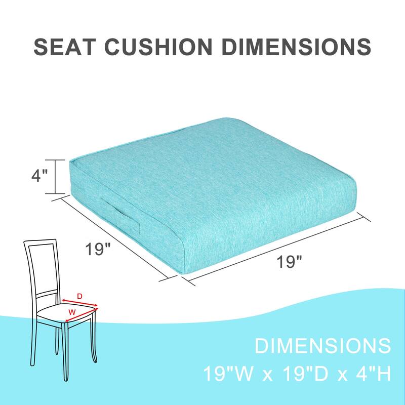 Aoodor Patio Chair Cushions Set of 2, Water Resistant Outdoor Seat Cushions with Handle and Ties, Square Corner Cushions