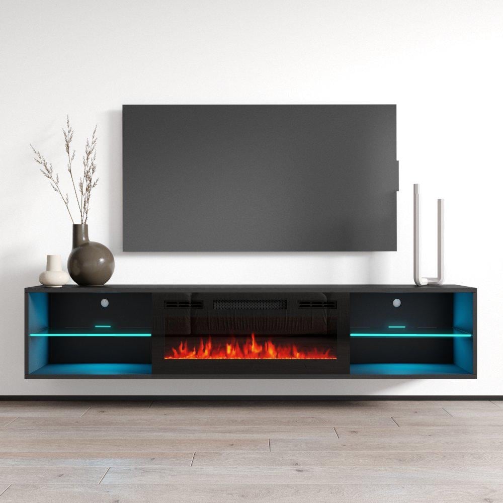 Meble Furniture Lima EF Wall Mounted Electric Fireplace 72 inch TV Stand