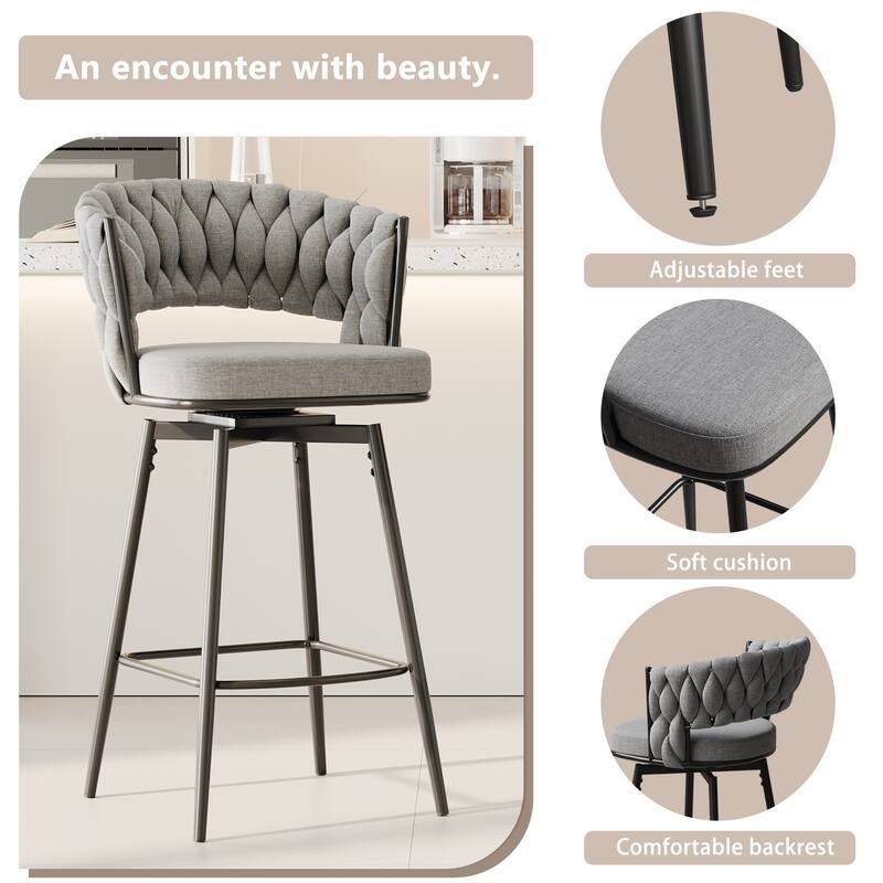 Ostweer Furniture Modern Luxury 360°Swivel Bar Chairs Set of 2 - White