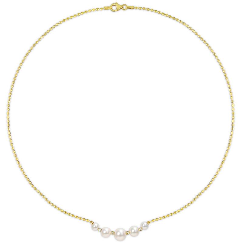 Miadora Freshwater Cultured Pearl & White Topaz Necklace in 18k Yellow Plated Sterling Silver