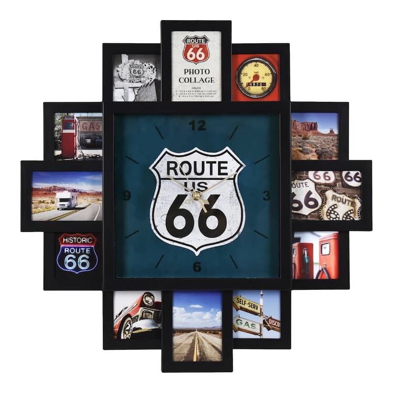 American Art Decor Picture Frame Collage Wall Clock 12 Photo Display Slots