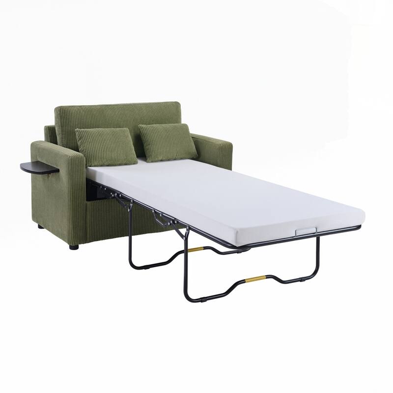 Sleeper Sofa Loveseat Sofa with a Foldable Mattress and Storage Pocket and Two USB Ports - 2 Seat