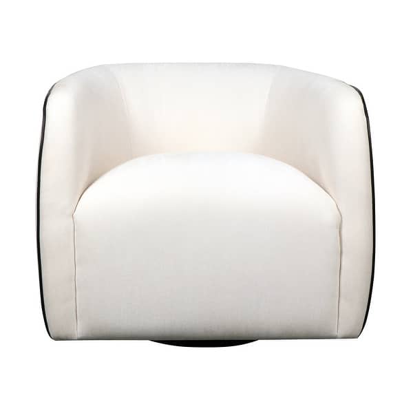 slide 1 of 1, Harp & Finial Colsum Swivel Chair - Cream Distressed Velvet with Black Piping Cream
