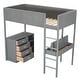 preview thumbnail 11 of 18, Twin Size Teddy FleeceLoft Bed Wood Bed,Storage Shelf, Drawers, and Desk,Convertible Desk,Soft Padding and Plush Fabric,Gray