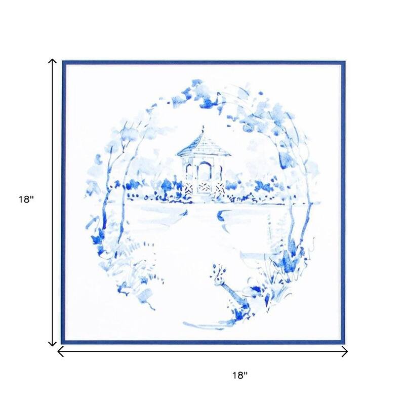 HomeRoots Set Of Two Blue Garden Impress A Gold Framed Wall Art