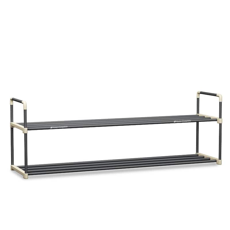 Shoe Rack - 2-Tier Shoe Organizer Shelf Holds 10 Pairs Sneakers, Heels, Boots by Home-Complete (Gray)
