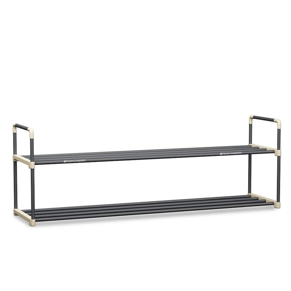 Shoe Rack - 2-Tier Shoe Organizer Shelf Holds 10 Pairs Sneakers, Heels, Boots by Home-Complete (Gray)