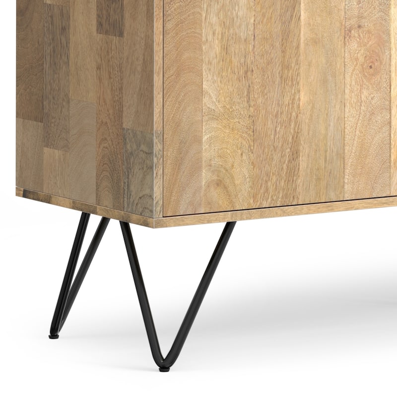 WYNDENHALL Moreno SOLID MANGO WOOD and Iron 60 x 18 inch Rectangle Contemporary 3 Door Sideboard Buffet - 60 inch Wide