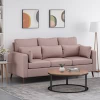 Fairburn Contemporary Pillow Back 3 Seater Sofa Beige/Espresso -  Christopher Knight Home